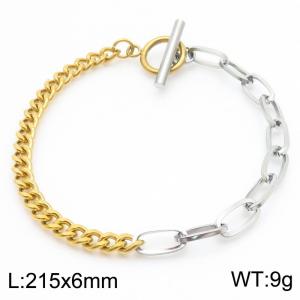 OT buckle titanium steel square wire Cuban chain splicing stainless steel bracelet - KB184902-Z