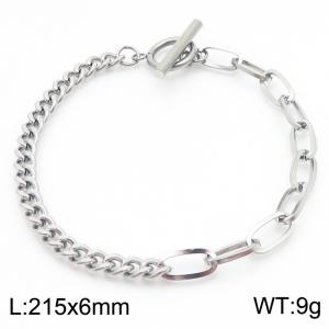 OT buckle titanium steel square wire Cuban chain splicing stainless steel bracelet - KB184903-Z