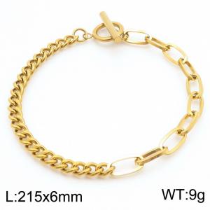 OT buckle titanium steel square wire Cuban chain splicing stainless steel bracelet - KB184904-Z
