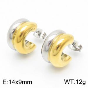 Light luxury double-layer C-shaped titanium steel ins style exquisite and minimalist earrings - KE109886-KFC