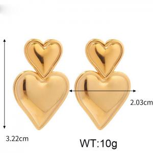 French heart-shaped stainless steel women's earrings - KE110548-WGJD