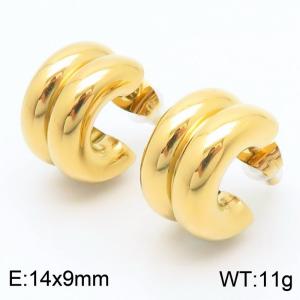 Light luxury double-layer C-shaped titanium steel ins style exquisite and minimalist earrings - KE112914-KFC