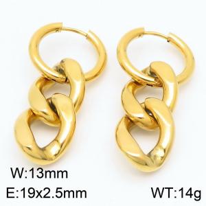 Men's and women's Cuban chain stainless steel earrings - KE113594-ZZ