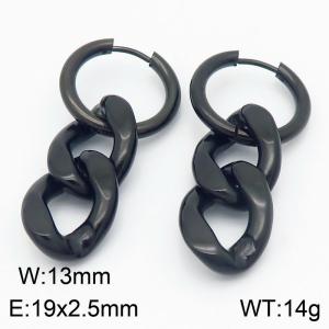 Men's and women's Cuban chain stainless steel earrings - KE113596-ZZ