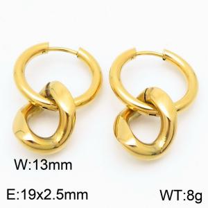 Men's and women's Cuban chain stainless steel earrings - KE113598-ZZ