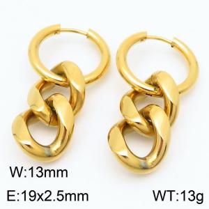 Men's and women's Cuban chain stainless steel earrings - KE113600-ZZ