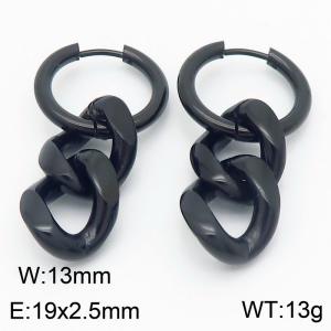 Men's and women's Cuban chain stainless steel earrings - KE113602-ZZ