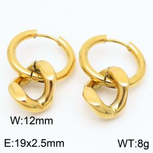 Men's and women's Cuban chain stainless steel earrings - KE113604-ZZ