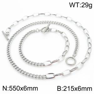 OT flat buckle titanium steel square wire Cuban chain splicing stainless steel set - KN286050-Z