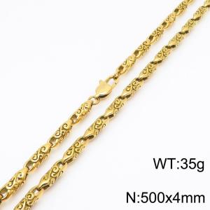 500mm Gold-Plated Stainless Steel Ancient Runes Link Necklace - KN286328-KJX