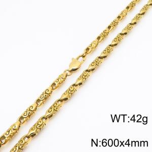 600mm Gold-Plated Stainless Steel Ancient Runes Link Necklace - KN286329-KJX