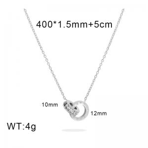 Roman numeral double ring light luxury niche stainless steel Stone Necklace - KN292627-YWYM