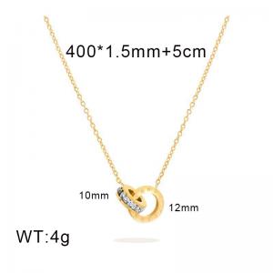 Roman numeral double ring light luxury niche stainless steel Stone Necklace - KN292628-YWYM