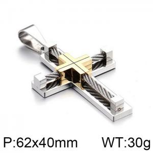 Men's hip-hop stainless steel personalized steel wire cross pendant - KP55888-K