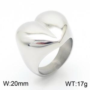 Stainless steel retro literature minimalist design sense heart ring - KR106361-KJX